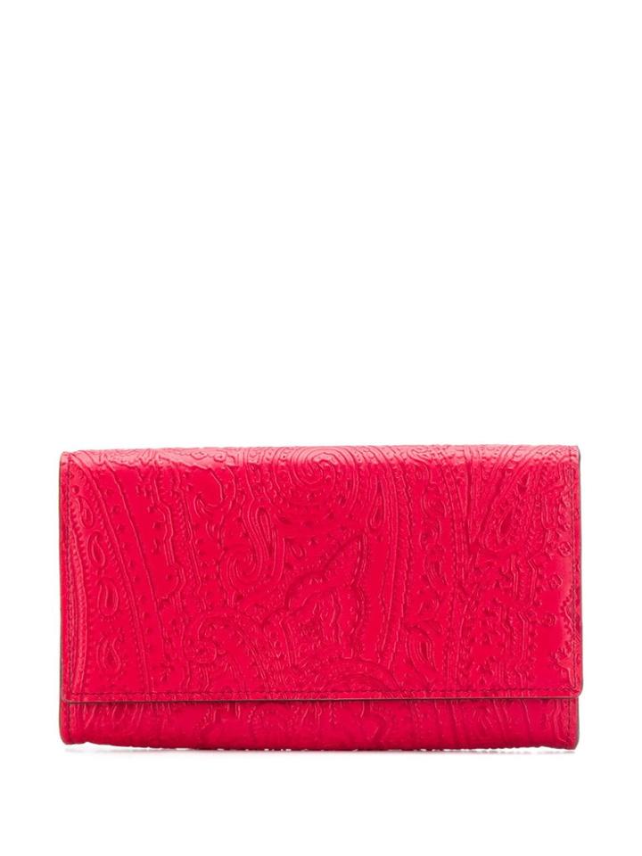 Etro Embossed Paisley Continental Wallet - Red
