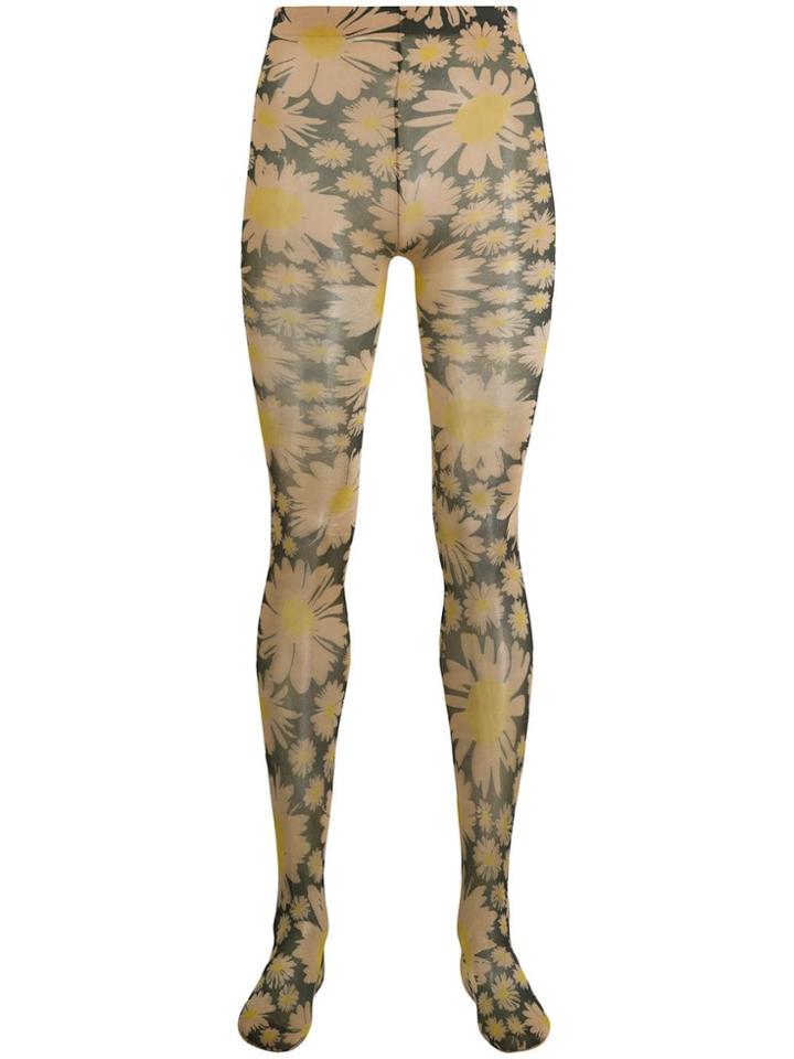 Richard Quinn Daisy Print Tights - Brown