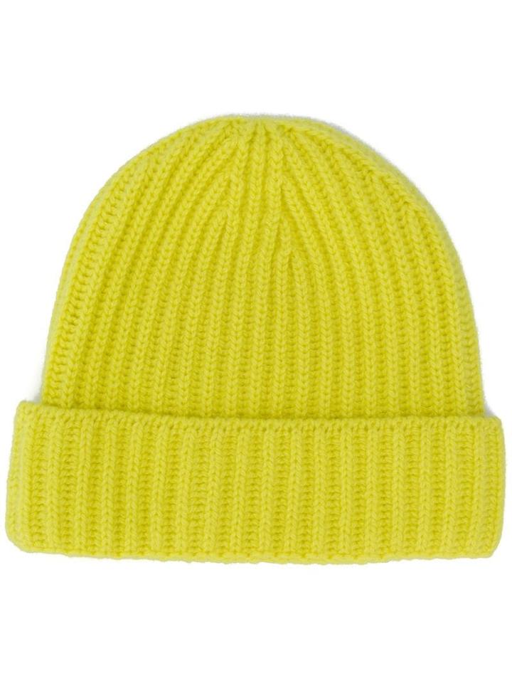 Pringle Of Scotland Ribbed Beanie Hat - Yellow
