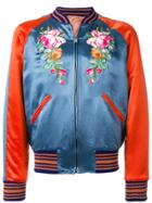 Gucci Embroidered Appliqué Bomber Jacket - Blue