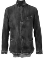 Avant Toi Distressed Buttoned Jacket, Men's, Size: Large, Green, Cotton/linen/flax