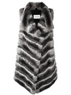 Yves Salomon Fur Gillet, Women's, Size: 36, Grey, Rabbit Fur/goat Fur/silk