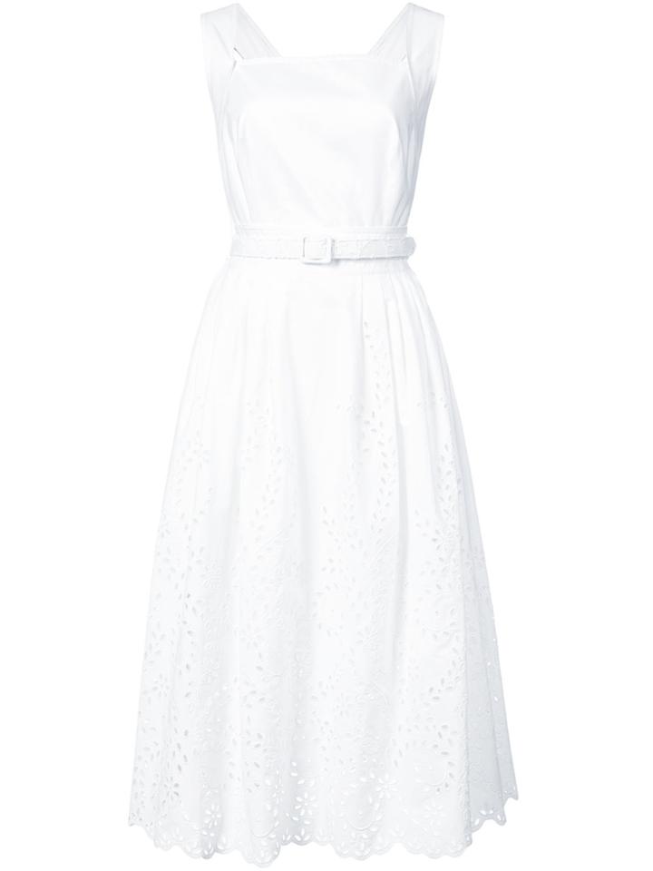 Oscar De La Renta Square Neck Cross Back Shift Dress - White
