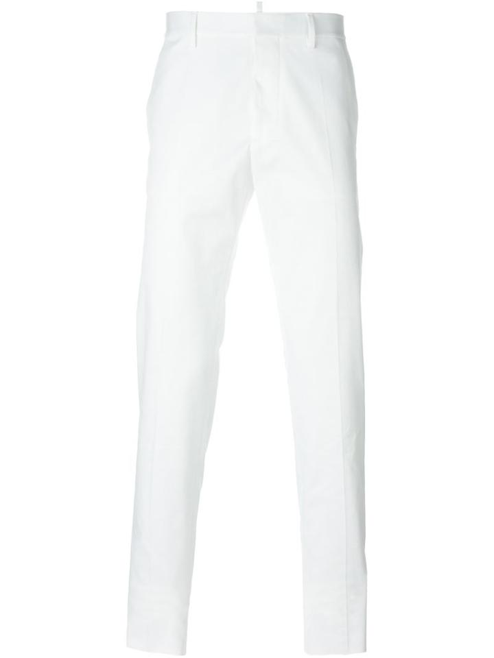 Dsquared2 Slim Fit Chinos, Men's, Size: 50, White, Cotton/spandex/elastane