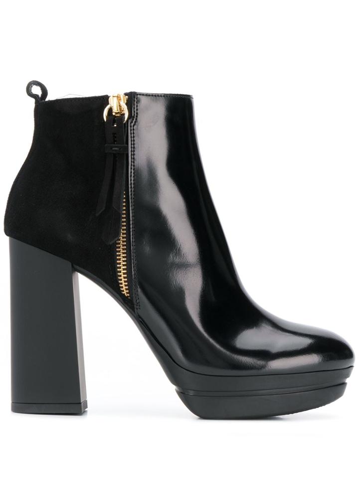 Hogan Platform Ankle Boots - Black