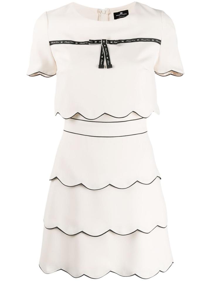 Elisabetta Franchi Scalloped Layer Trim Dress - White