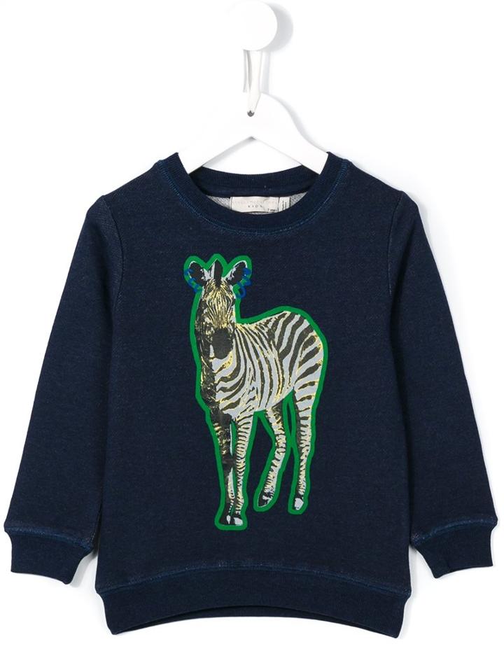 Stella Mccartney Kids 'betty' Zebra Print Sweatshirt, Toddler Girl's, Size: 3 Yrs, Blue