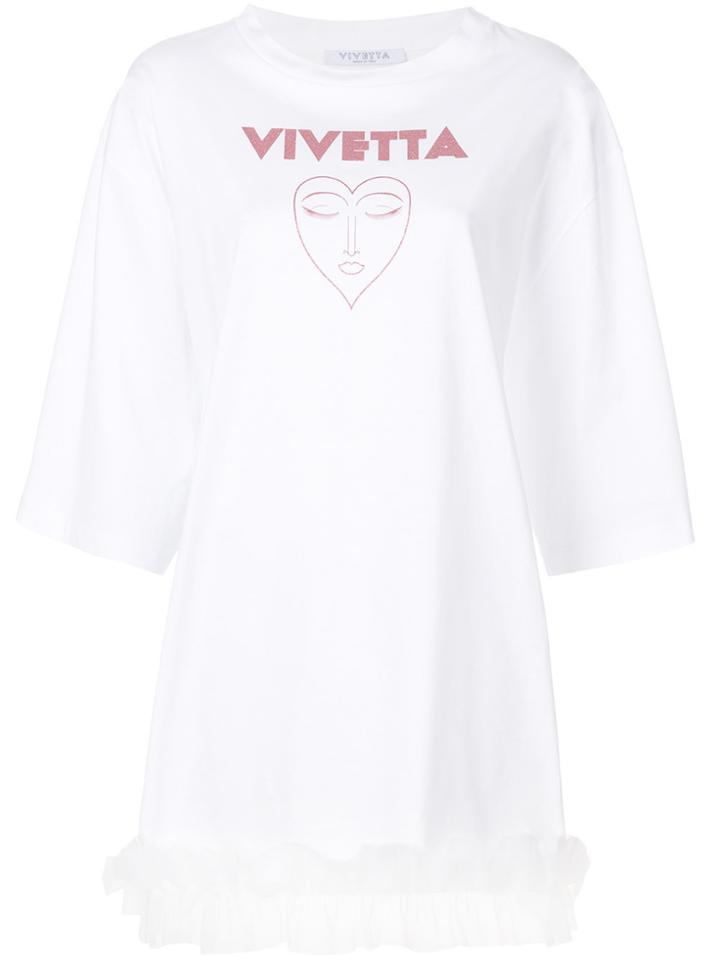 Vivetta Printed Tulle Hem Mid-length Tee - White