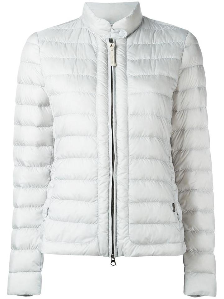 Woolrich Banded Collar Zipped Jacket, Women's, Size: Large, Grey, Polyamide/feather Down