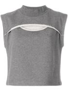 T By Alexander Wang Slit-front Short Sleeve Sweatshirt - Grey