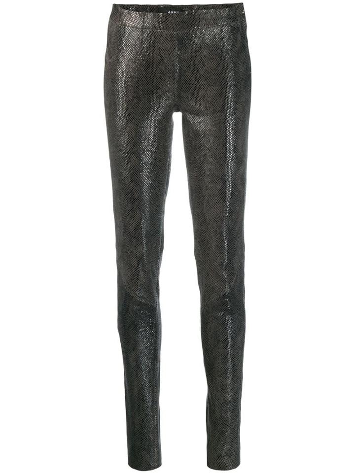 Arma Snakeskin Effect Skinny Trousers - Grey