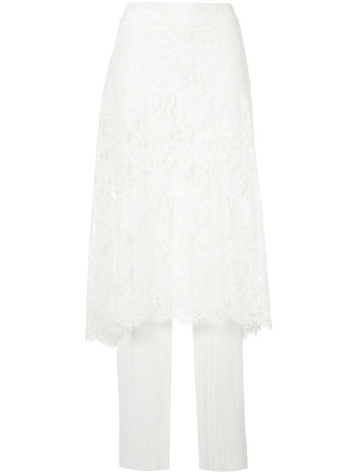 Goen.j Layered Pleated Chiffon Flared Pants - White