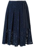 Sacai Pleated Lace Skirt, Women's, Size: 4, Blue, Cupro/cotton/nylon/rayon