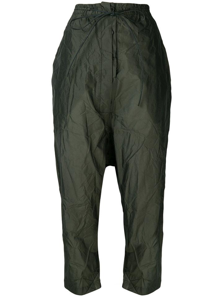 Rundholz Crease Effect Drop Crotch Trousers - Green