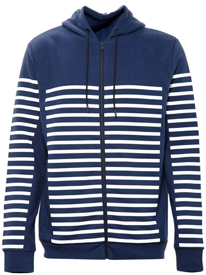 T By Alexander Wang Striped Hooded Jersey Sweatshirt - Navy