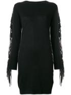 Gaelle Bonheur Fitted Dress With Fringe Embellishment - Black