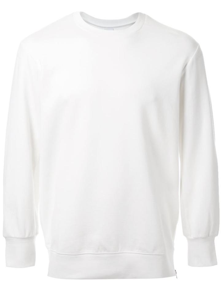 Cityshop Side Zip Detail Cuffed Sweatshirt, Men's, Size: Large, White, Nylon/polyurethane/tencel