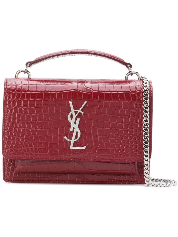Saint Laurent Embossed Mini Crossbody Bag - Red