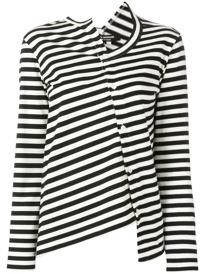 Junya Watanabe Striped Asymmetric Cardigan - Black