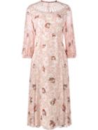 Vilshenko - Georgette Pleated Floral Print Dress - Women - Silk - 10, Women's, Nude/neutrals, Silk
