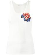 Sonia Rykiel Sequinned Flower Detail Tank, Women's, Size: Large, White, Cotton/pvc/polyamide