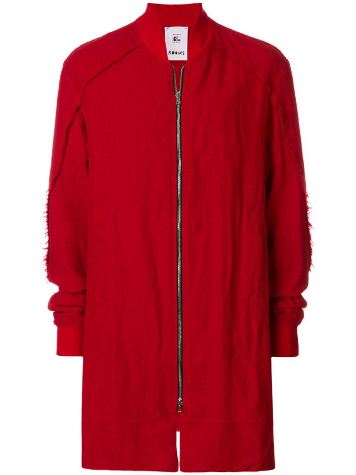 Lost & Found Rooms Long Bomber Jacket - Red