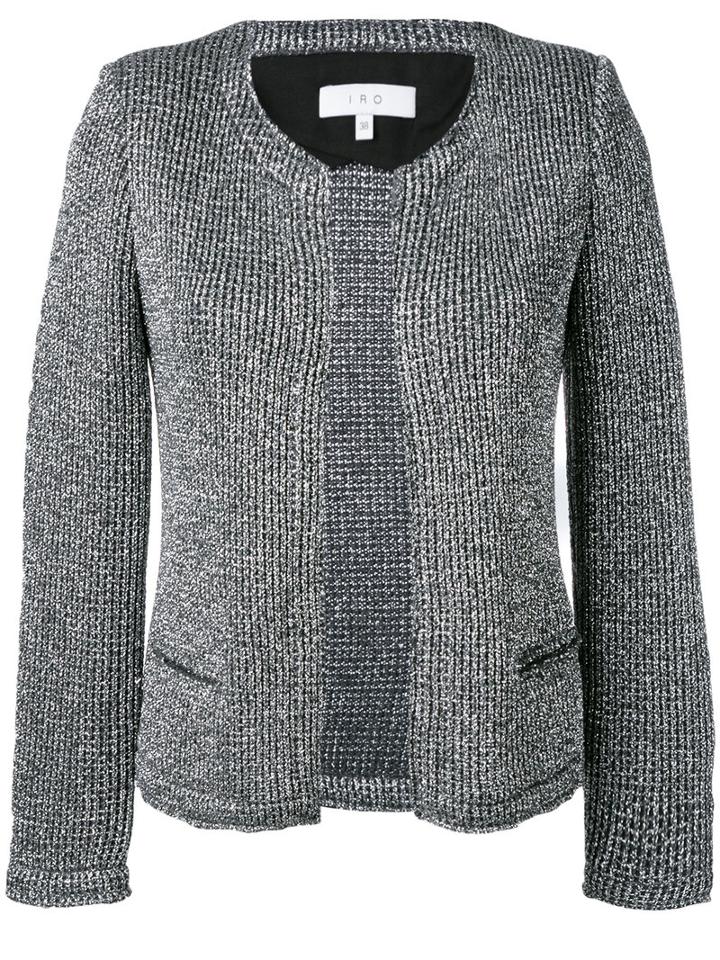 Iro - 'wallace' Metallic (grey) Knit Jacket - Women - Cotton/polyamide/polyester/other Fibers - 42, Women's, Cotton/polyamide/polyester/other Fibers