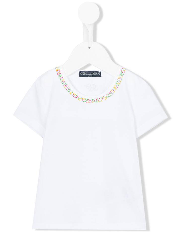 Miss Blumarine - Embellished Collar T-shirt - Kids - Cotton/spandex/elastane - 18 Mth, White