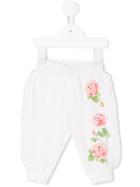 Monnalisa - Flower Print Track Pants - Kids - Cotton/spandex/elastane/viscose - 6 Mth, Infant Girl's, White