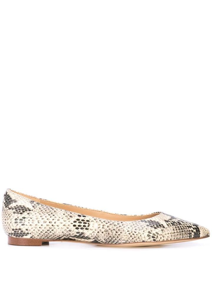 Sam Edelman Sally Snakeskin-effect Ballerinas - Neutrals
