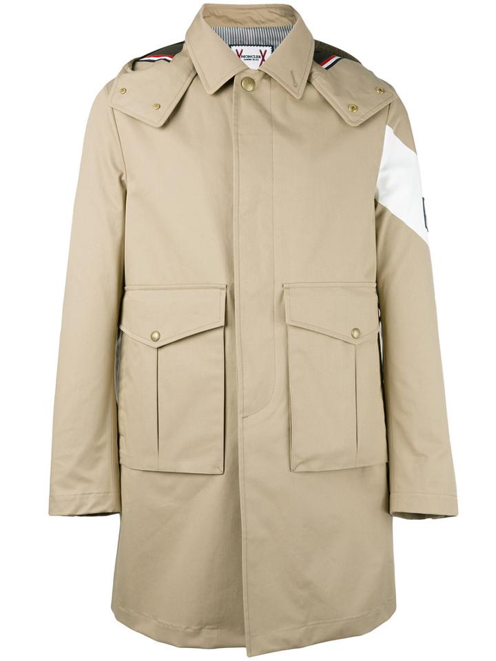 Moncler Gamme Bleu Single Breasted Coat, Men's, Size: 1, Nude/neutrals, Cotton/cupro