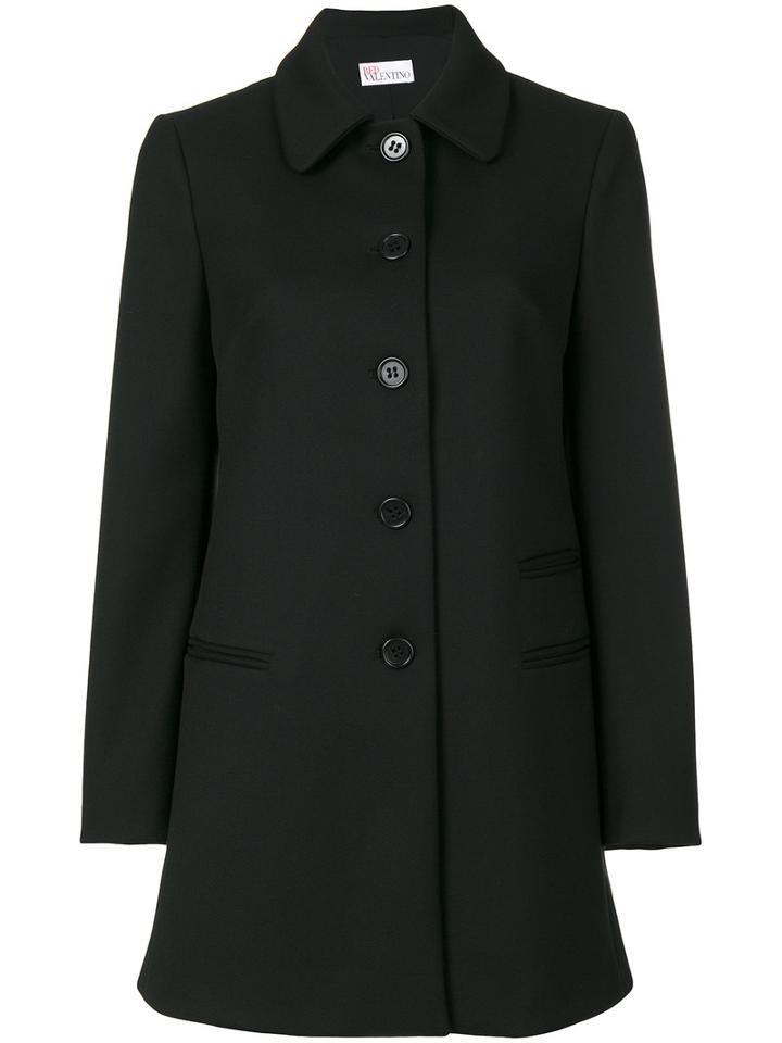 Red Valentino - Classic Single Breasted Coat - Women - Polyester/spandex/elastane/acetate/viscose - 48, Black, Polyester/spandex/elastane/acetate/viscose