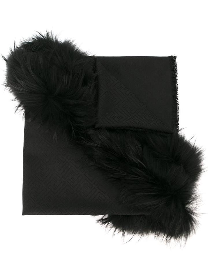Fendi Raccoon Fur Trim Scarf