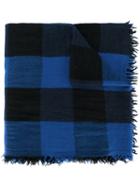 Faliero Sarti 'quadri' Checked Scarf, Women's, Blue, Silk/wool