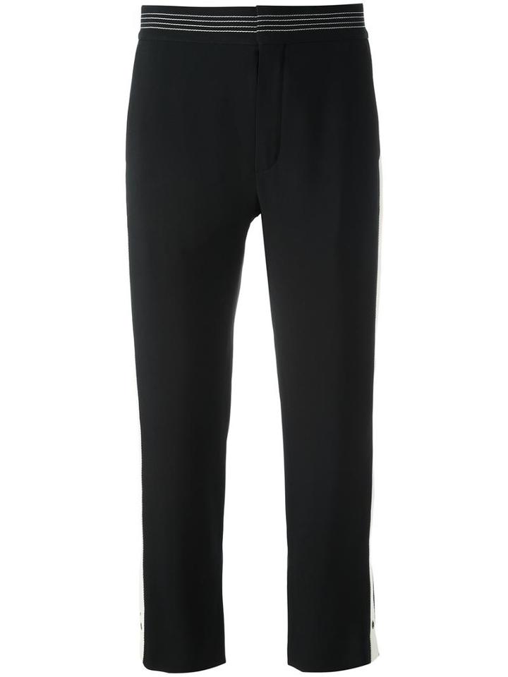 Chloé Cropped Stripe Applique Trousers, Women's, Size: 34, Black, Silk/acetate/linen/flax/cotton