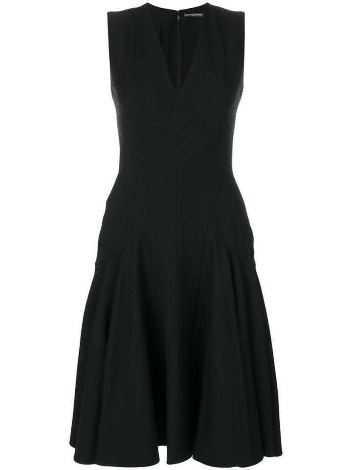 Alexander Mcqueen V-neck Flared Dress - Black
