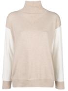 Agnona Cashmere Contrast Sleeve Sweater - Nude & Neutrals