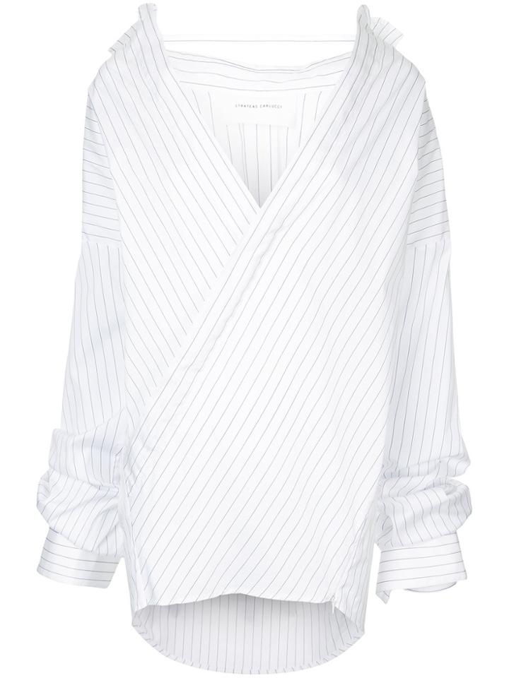Strateas Carlucci Striped Shirt Dress - White