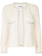 Chanel Pre-owned Long Sleeve Coat Jacket - White