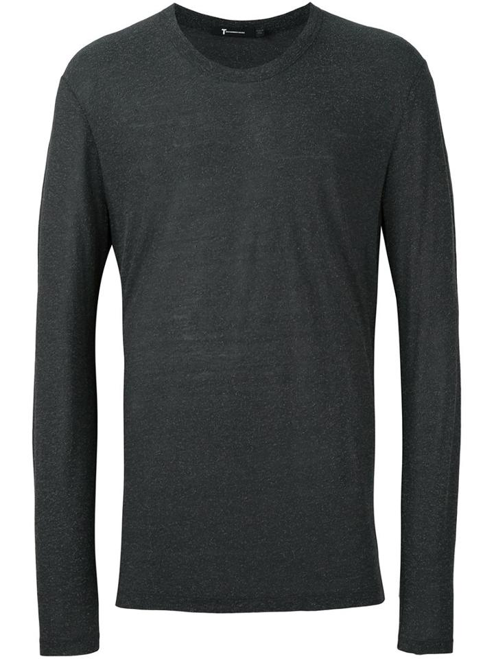 T By Alexander Wang Long Sleeved T-shirt, Men's, Size: Medium, Grey, Rayon/silk