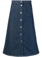 Mih Jeans Front Button Denim Skirt - Blue