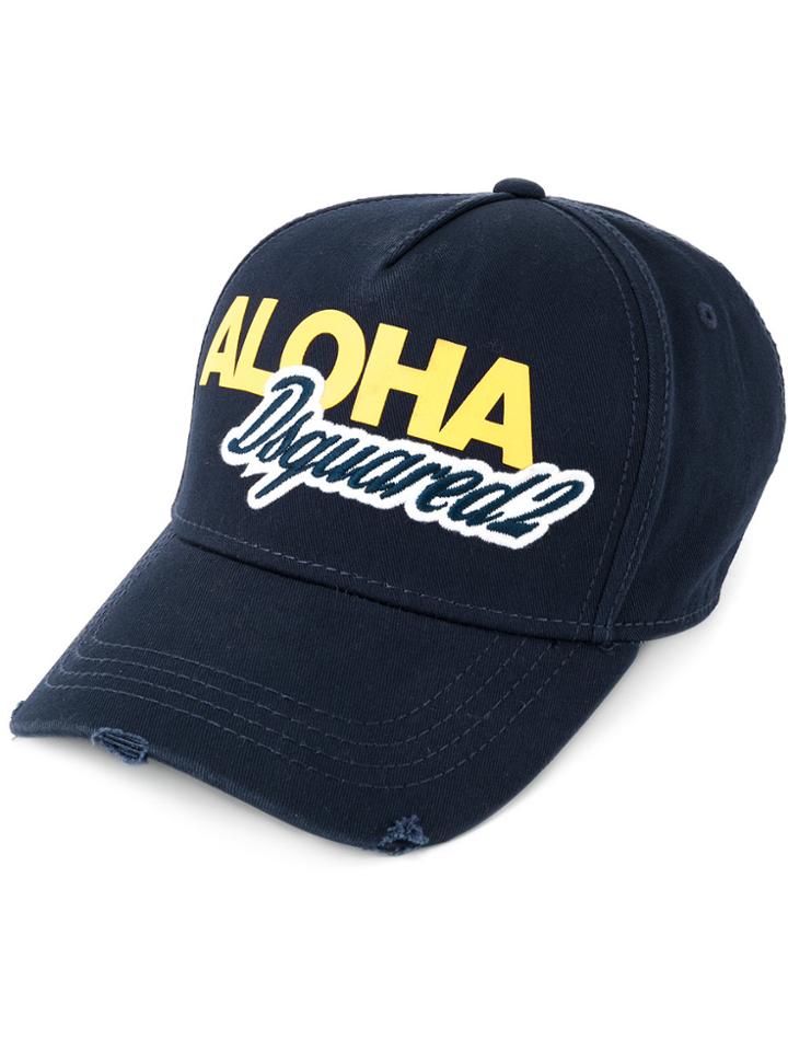 Dsquared2 Aloha Logo Embroidered Baseball Cap - Blue