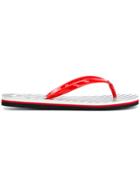 Alice+olivia Stripe And Face Print Flip Flops - Red
