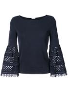 Oscar De La Renta Birdsnest Bell Sleeve Blouse - Blue