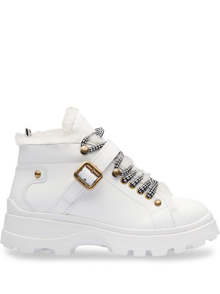 Miu Miu Chunky Lace-up Boots - White
