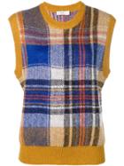 Closed Check Knitted Vest - Yellow