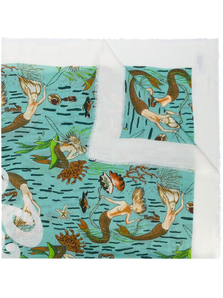 Loewe Mermaid Print Scarf - Green