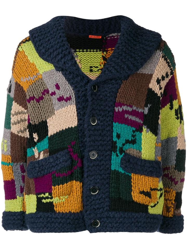 Barena Knit Patchwork Cardigan - Blue