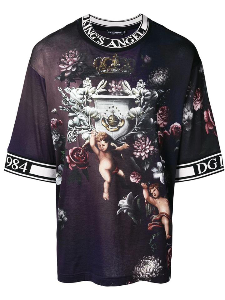 Dolce & Gabbana Angel Print T-shirt - Pink & Purple