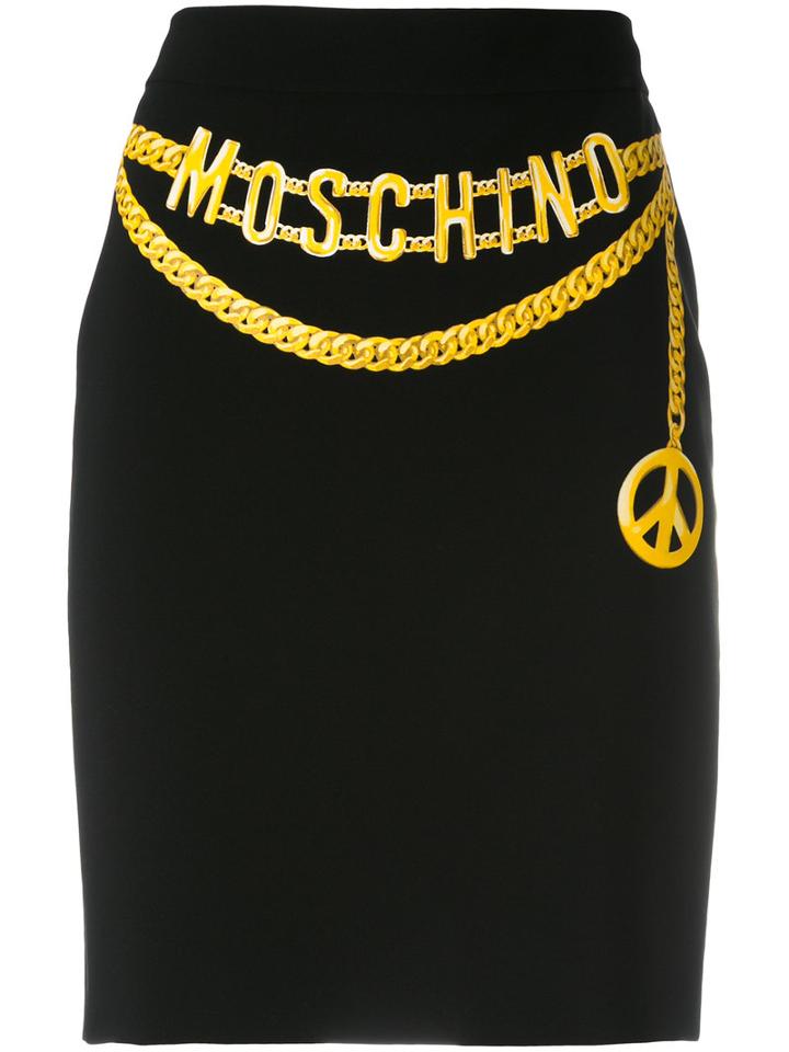 Moschino Belt Illusion Skirt, Women's, Size: 40, Black, Polyester/triacetate